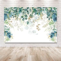 MEHOFOND 3x7ft Zöld Arany Levelek Születésnapi Fotó Háttér Eukaliptusz Party Banner - 10x7ft 2