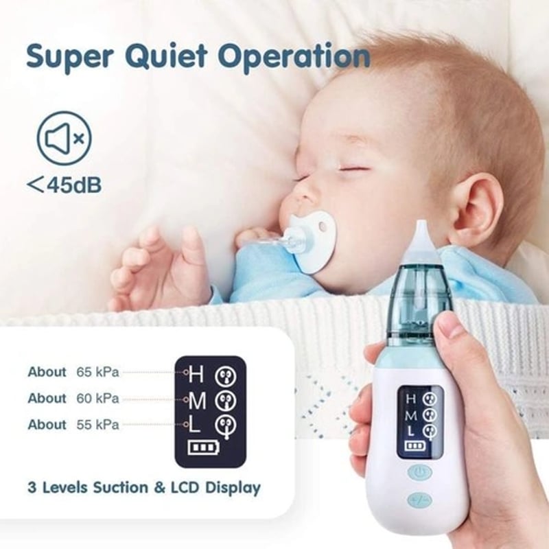 Baby Elektromos Orrszívó – Hordozható, 3 Szívóerő Fokozattal, Újszülötteknek és Gyerekeknek