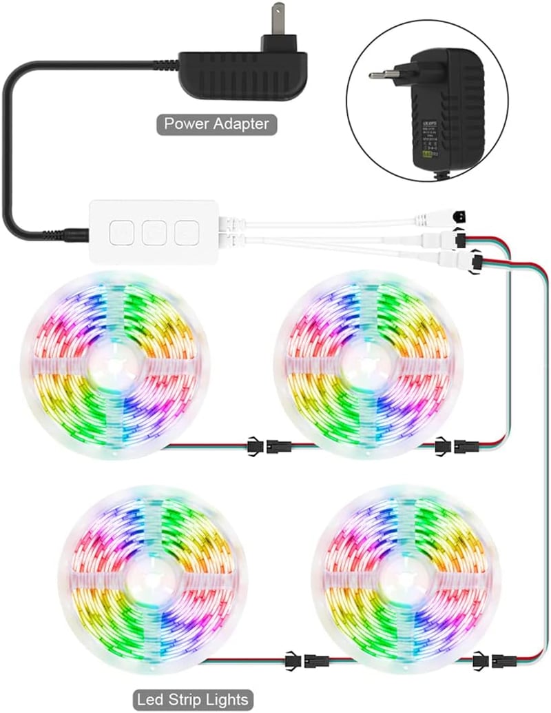 BTF-LIGHTING WS2812B RGB LED Bluetooth Vezérlő - Zene Szinkronizáló, Időzíthető, Távirányítós, 600 Pixeles Címezhető LED Szalag Vezérlő iOS/