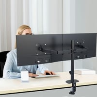 Dupla Monitortartó Kar 13-27" Képernyőkhöz | Állítható Asztali Monitorállvány Forgatható Dönthető Konzol Asztallapra Rögzíthető - 13 - 27 inches, black 5