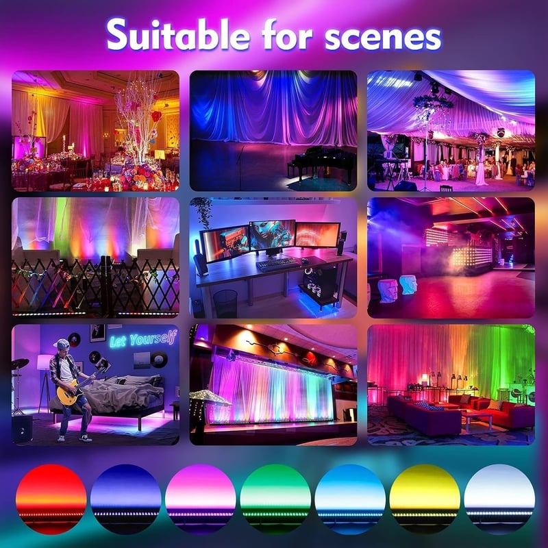UKing RGB LED Falmosó Fénysáv 24x3W - Távirányítós DMX Diszkó Fényeffekt Szett, Zenére Villogó Színes Parti Világítás DJ Rendezvényekhez - 2