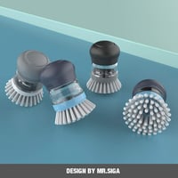 MR.SIGA Mosogatókefe Adagolóval - 2 db Kék Pálmafa Alakú Konyhai Tisztítókefe Edényekhez, Serpenyőkhöz, Mosogatóhoz - Cserélhető Fejjel 4