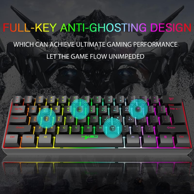 KUIYN 61 gombos RGB gaming billentyűzet + optikai gamer egér + egérpad szett