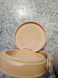 Chedin termos posuda za hranu od nehrđajućeg čelika, čaša za jogurt, 430 ml, ružičasta, sa žlicom i poklopcem — rabljeno (stanje: vidi 2. sliku) 3