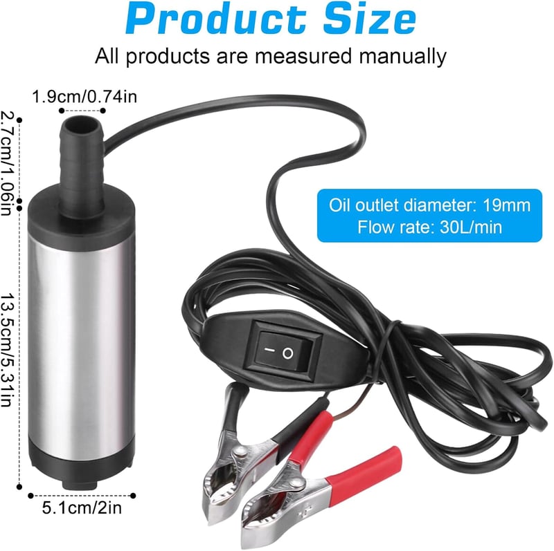 Sporgo 12V-os dízel szivattyú, 51mm-es merülő üzemanyag pumpa, 30L/perc, autókhoz, lakókocsikhoz