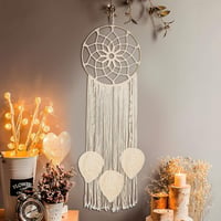 Nice Dream Makramé Álomfogó - Nagy Méretű Boho Falidísz Rojtokkal, Kézzel Készített Tollas Dekoráció Otthonra, Hálószobába, 80 cm 1