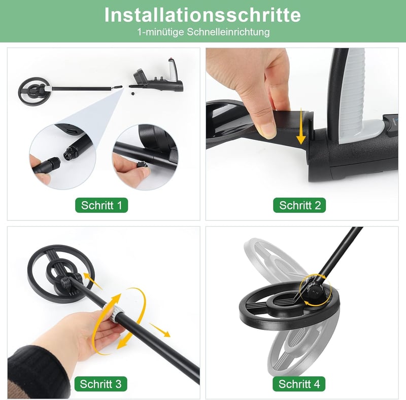 HFRYPShop Fémkereső Gyerekeknek - Vízálló Tekerccsel, 89-106 cm Állítható, Könnyű, 3 Keresési Móddal, Összecsukható, Kincsvadászathoz és Túr