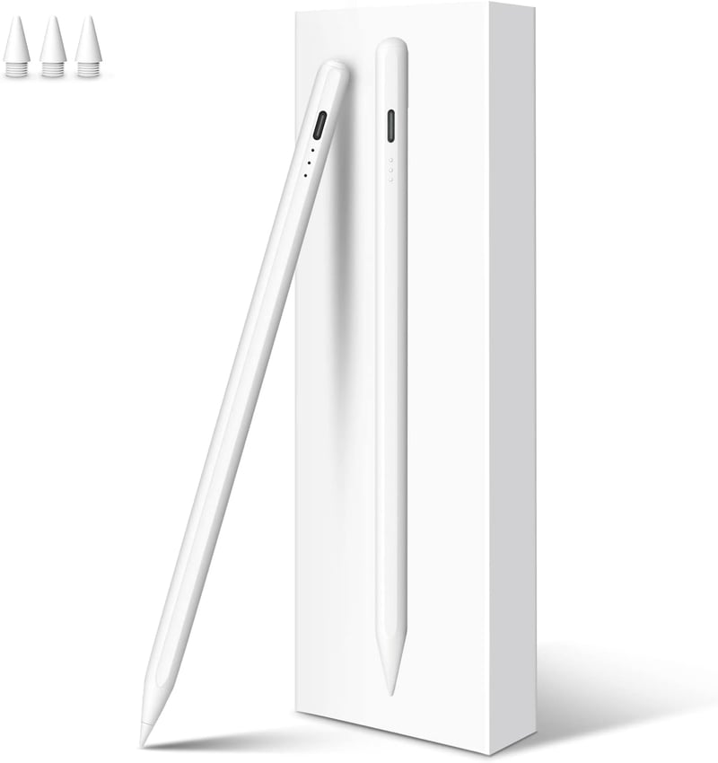 MEKO Stylus Toll Apple iPad 2018-2025 Modellekhez - Gyorstöltés, Tenyérérzékelés és Dőlésérzékenység - iPad Pro/Air/Mini Kompatibilis - White