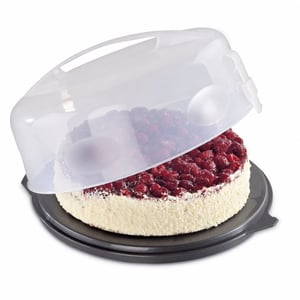 Xavax okrugla posuda za torte s poklopcem i pomagalom za rezanje, promjer 31,5 cm — slomljen rub na dnu (stanje: vidi 2. sliku)