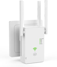 Aenxwa WiFi Jelerősítő 1200 Mbit/s Dual Band 2.4GHz + 5GHz - 4 Antennás Vezeték Nélküli Hálózati Repeater Router Üzemmóddal és LAN Porttal 1
