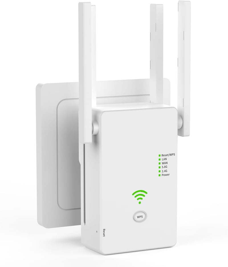 Aenxwa WiFi Jelerősítő 1200 Mbit/s Dual Band 2.4GHz + 5GHz - 4 Antennás Vezeték Nélküli Hálózati Repeater Router Üzemmóddal és LAN Porttal
