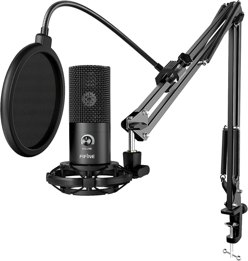 FIFINE USB Streaming Mikrofon Karral - PC, PS4, PS5, MAC Kompatibilis, Popszűrővel