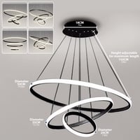 KSIBNW LED Függőlámpa - 3 Gyűrűs Arany Mennyezeti Lámpa Távirányítóval és Applikációval, Fényerőszabályozható, Állítható Magasságú, 2700K-65 4