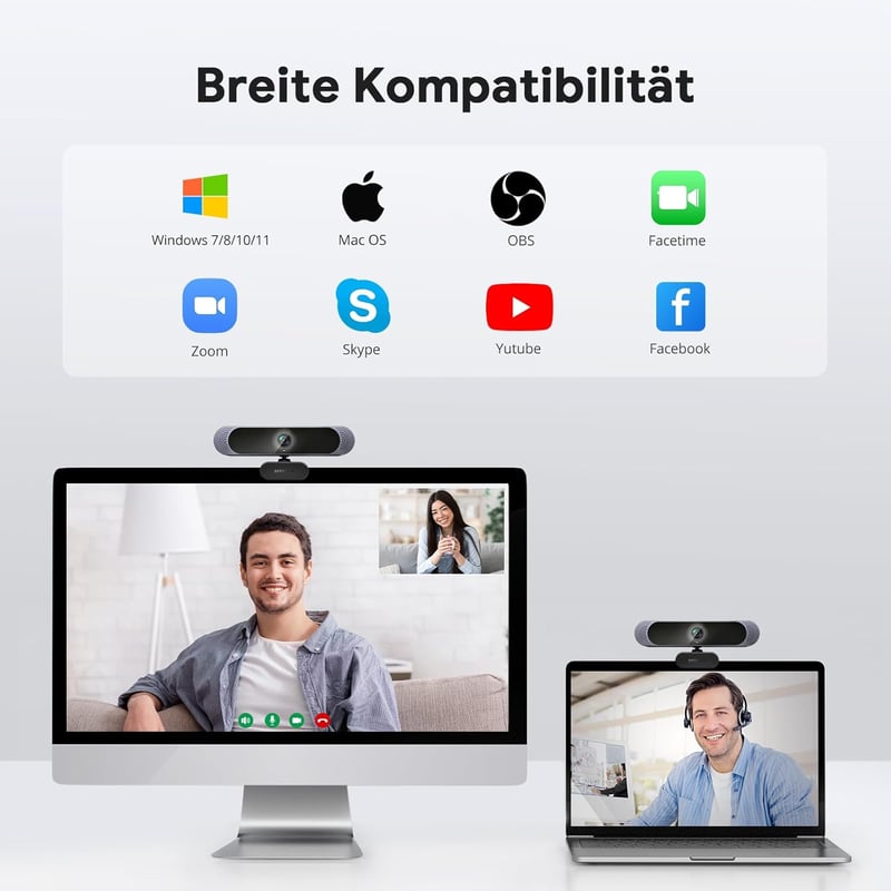 DEPSTECH DW49 Pro 4K Webkamera Távirányítóval - Ultra HD Felbontás, Windows és Mac Kompatibilis, Asztali Videóhívásokhoz