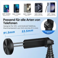 SYNCWIRE 140 cm Alumínium Szelfibot és Állvány Távirányítóval - 360° Forgatható Tripod iPhone 16/15/14/13 és Más Okostelefonokhoz - Fekete 3