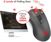 Redragon M652 vezeték nélküli optikai egér 6 gombbal, 5 DPI-fokozattal, PC és laptop kompatibilis 6