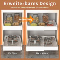 WIMEORS 2 db Kihúzható Szekrényrendező, Bővíthető (32-51,8 cm), Teleszkópos Fiók Sínrendszerrel, Sokoldalú Konyhai Edény és Serpenyő Tároló 2