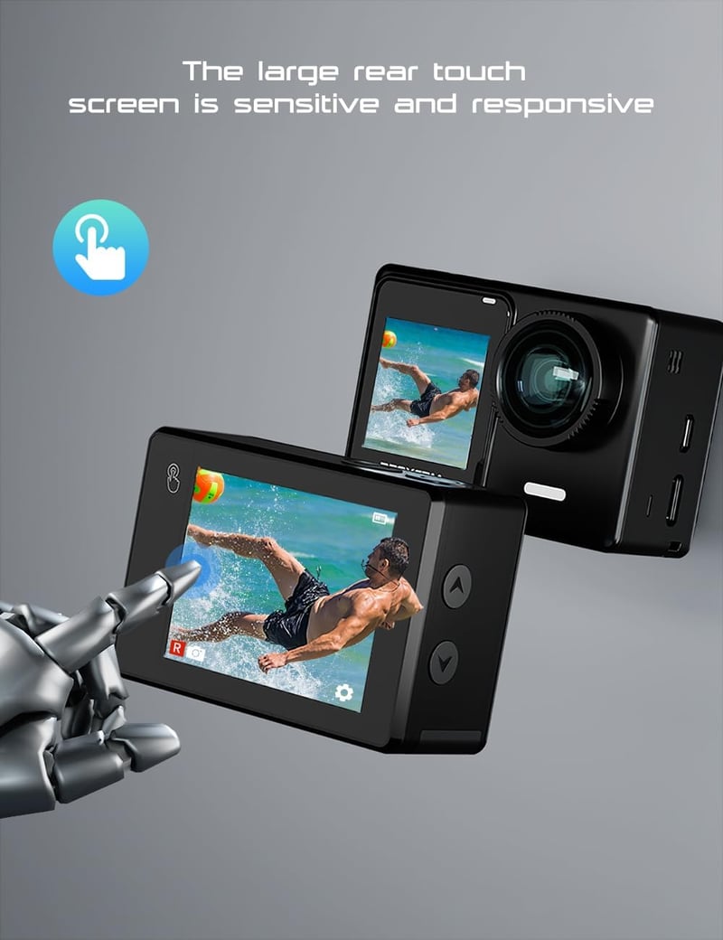 Apexcam X70 PRO 4K 30FPS Akciókamera - 20MP Dupla Érintőkijelzős Vízálló Sportkamera 40m Mélységig, Képstabilizátorral, WiFi, 2db 1350mAh