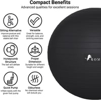 ROMIX Fitness labda 55-75cm - Fekete, pumpával, jógához, pilateshez, terhességhez 3