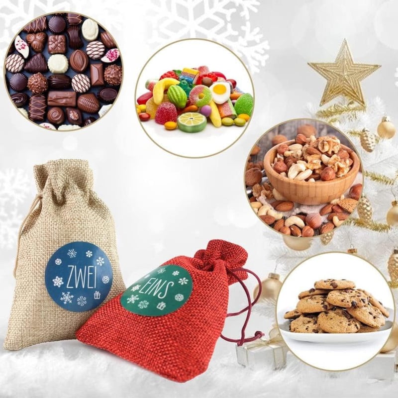 VGOODALL Adventi naptár szövettasak szett 24 db, német számozással