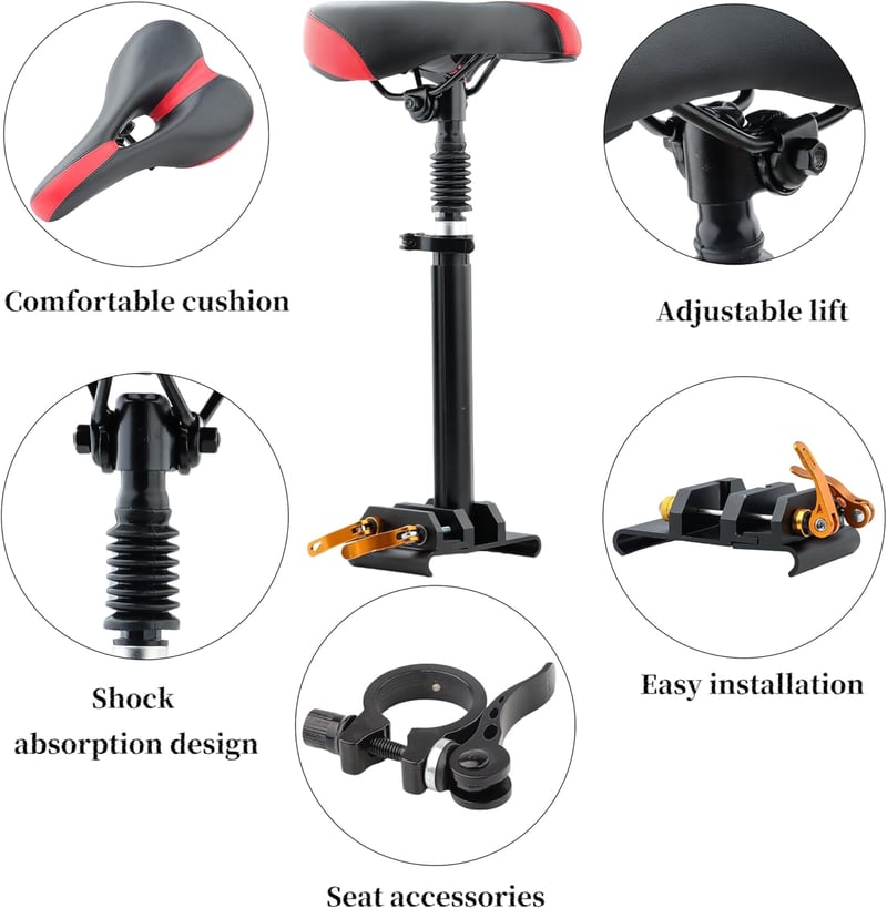 Yungeln Állítható Magasságú Elektromos Roller Ülés 47-64 cm - Xiaomi 1S/Pro/Pro2/Mi3 Kompatibilis, Alumínium Váz, 200 kg Teherbírás