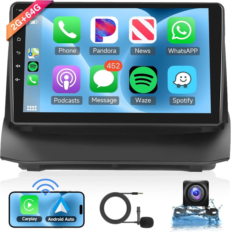 Android 2G+64G Autórádió Ford Fiesta (2009-2017) - 9" GPS Navigáció, Vezeték nélküli CarPlay, WiFi, Bluetooth, Tükrözés, FM/RDS/DAB/DVR