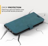 iPhone 14 Türkizkék Bőr Pénztárcatáska Kártyatartóval és Állvánnyal 4