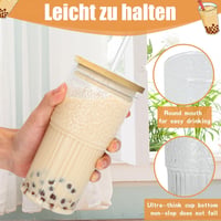 Vitever 2db-os Bubble Tea pohár szett 600ml, csíkos üveg fedéllel 9