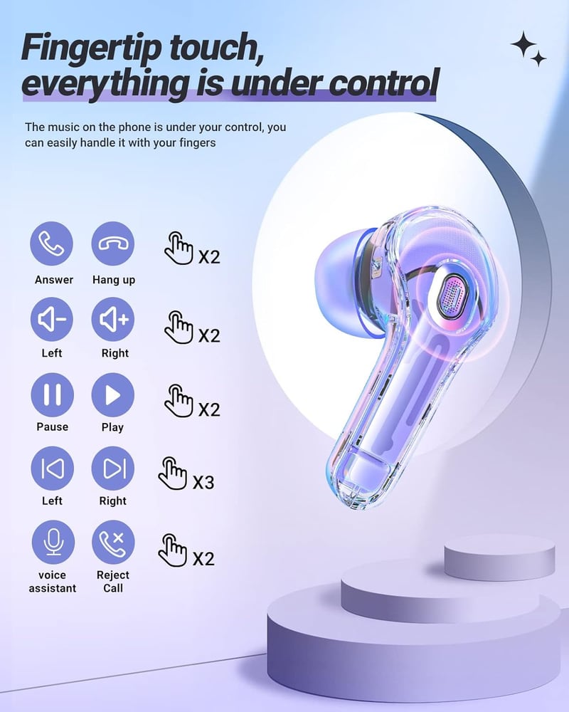 ACEFAST T8 Lila Bluetooth Fülhallgató - 4 Mikrofon, 30 Órás Akku, LED Kijelző