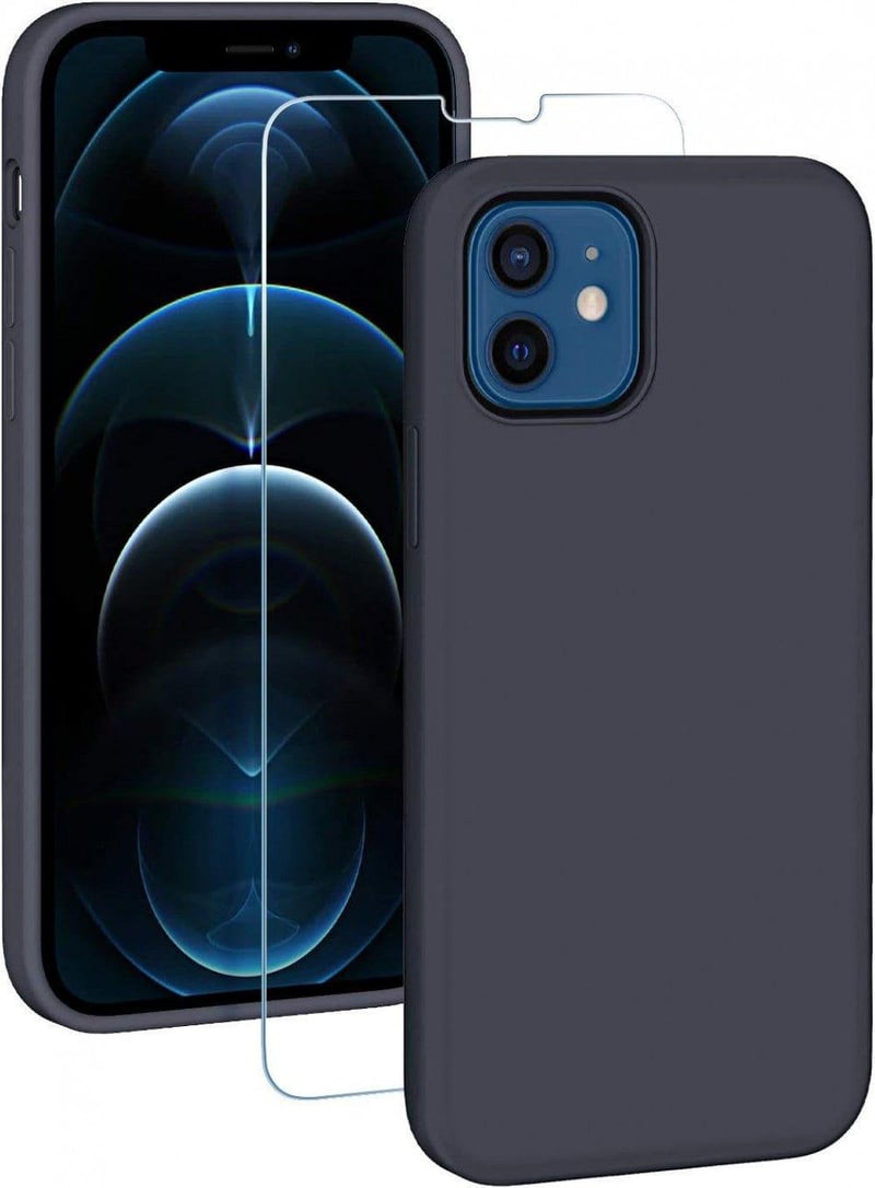 iPhone 12 Mini Szilikon Védőtok Mikroszálas Béléssel - Sötétszürke