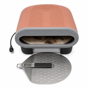 Használt Tefal Pizza Pronto kültéri elektromos pizzasütő, 30 cm, 2600W, automatikus forgó kőlappal, összecsukható pizzalapáttal