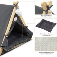 Összecsukható Tipi Sátor Kutyáknak és Macskáknak - Mosható Fekhellyel és Bambusz Szőnyeggel (63x56.5x61cm) 4