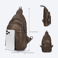 VONAL Női Mellkas Táska - Sötétbarna Stílusos Crossbody Válltáska Széles Pánttal 6