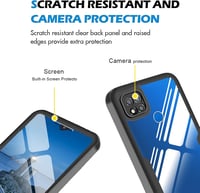 Xiaomi Redmi 9C / 9C NFC / 10A 360 fokos átlátszó védőtok beépített kijelzővédővel, fekete 3