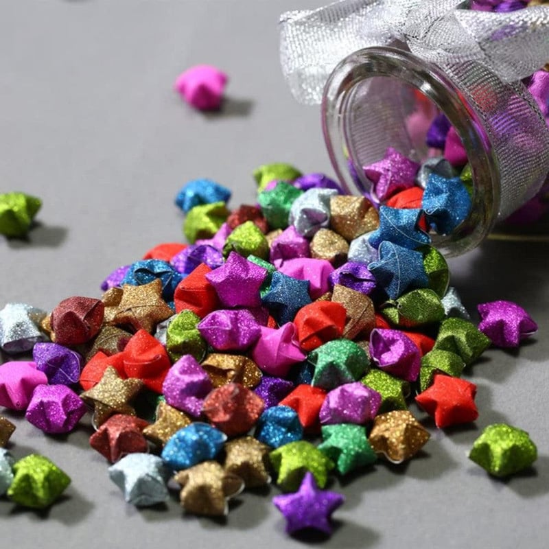 TOYANDONA 320db Csillogó Origami Csillag Papír - Kreatív DIY Kézműves Szett