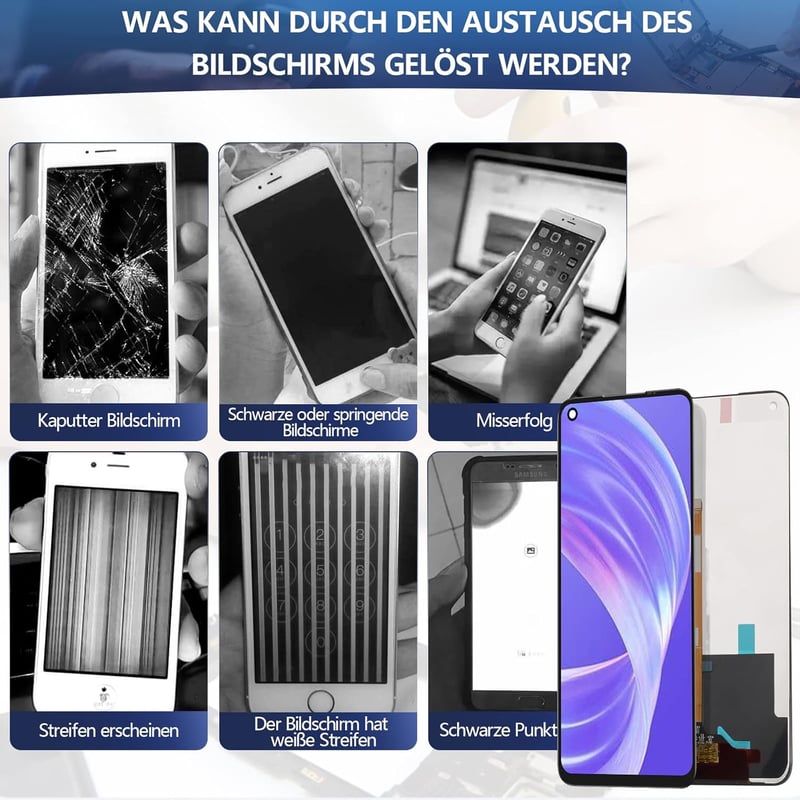 RongZy LCD Kijelző Oppo A72 5G/A73 5G/A53 5G Telefonokhoz - Érintőképernyős Digitalizáló Csereképernyő Szerelőkészlettel, Fekete