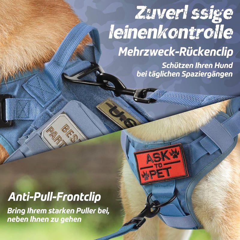 Rabbitgoo Taktikai Kutyahám Nagy Kutyáknak - Kék, L Méret, Molle Rendszerű