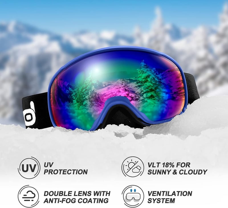 Odoland rózsaszín sí- és snowboard sisak szett, UV400 védőszemüveggel, S méret