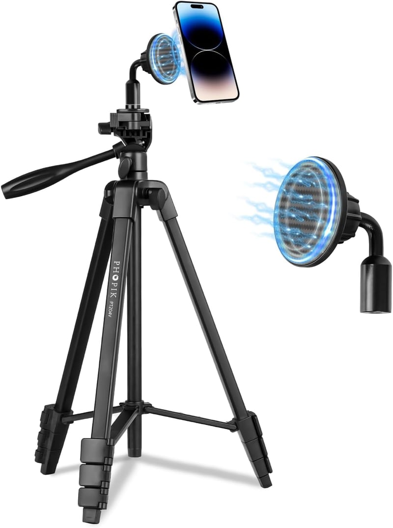 GEEKOTO 54" kihúzható állvány okostelefonhoz, 360°-os panoráma fejjel, DSLR/GoPro kompatibilis