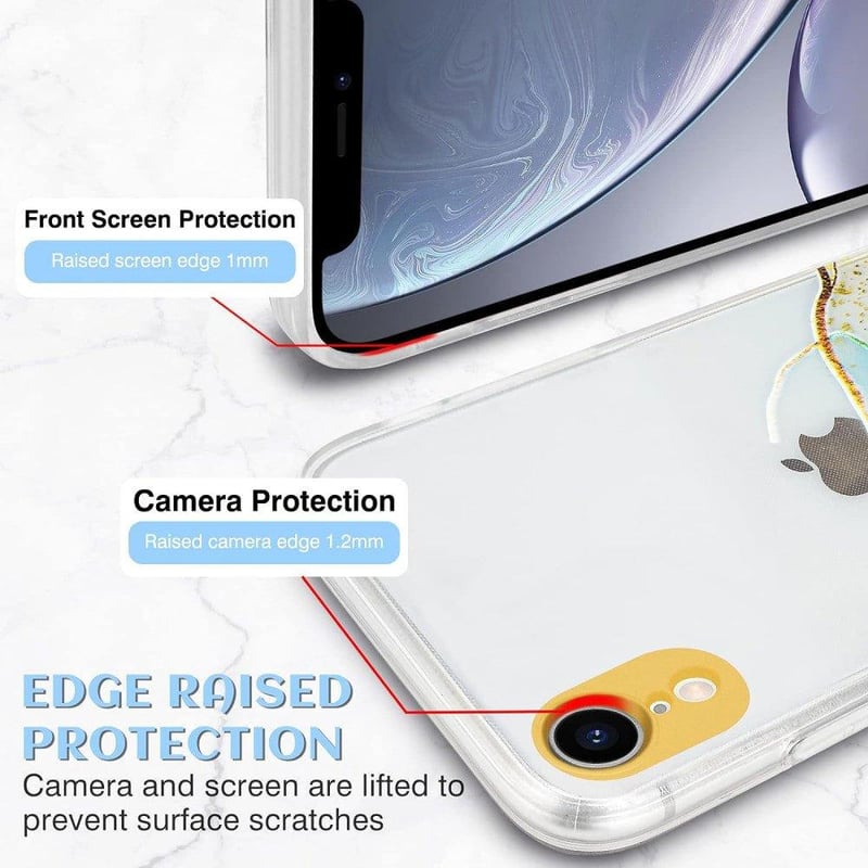 iPhone XR Művészi Márvány Mintás Ütésálló Tok - Fehér