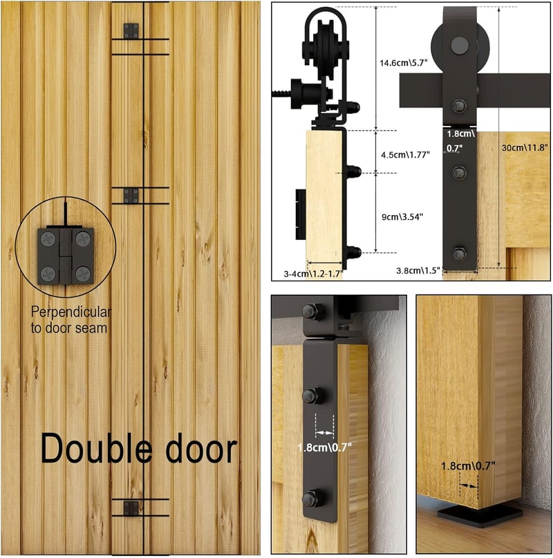 Fekete 92cm-es Tolóajtó Vasalat Szett 2db 43cm Széles Faajtóhoz