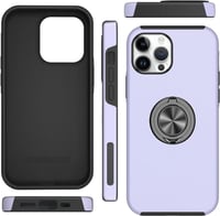 Apple iPhone 14 Pro Világoslila Mágneses Gyűrűs Szilikon Védőtok 9