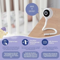 BÉABA Zen Connect Bébiőr - 1080p Full HD Kamera - Mobilhálózat és WiFi - Kétirányú Kommunikáció - Altatódalok - Fehér 3