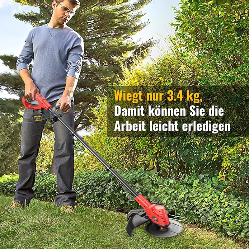 Conentool 1000W Akkus Fűkasza Szegélynyíró 24V Kefe Nélküli Motorral, 2db 4000mAh Akkumulátorral, 3 Vágópengével, 30cm Vágásszélességgel, Pi