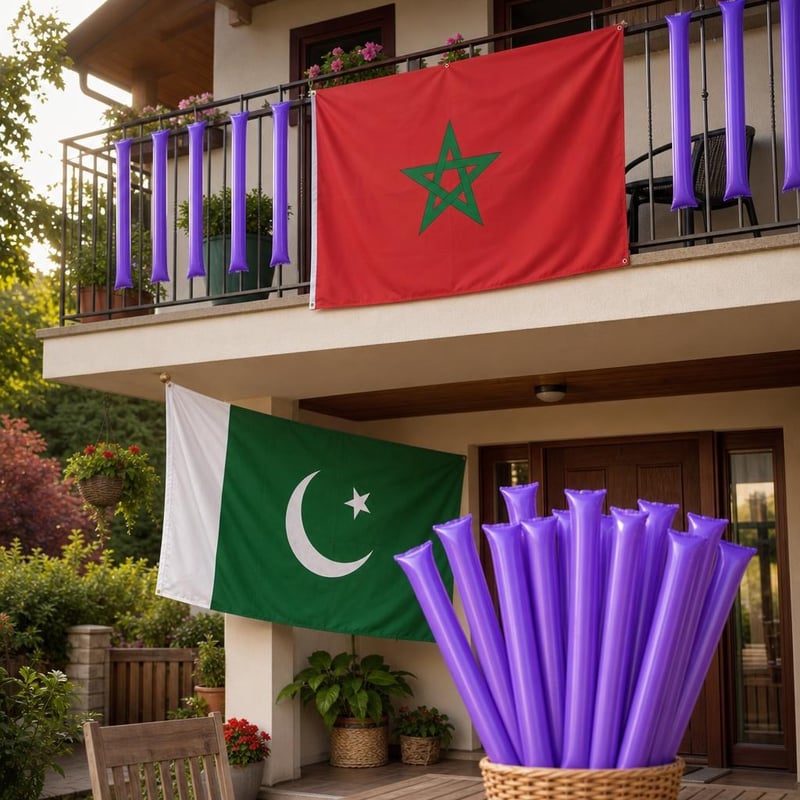 Navijački set za balkon: pakistanska zastava + marokanska zastava + 20x navijački štapovi