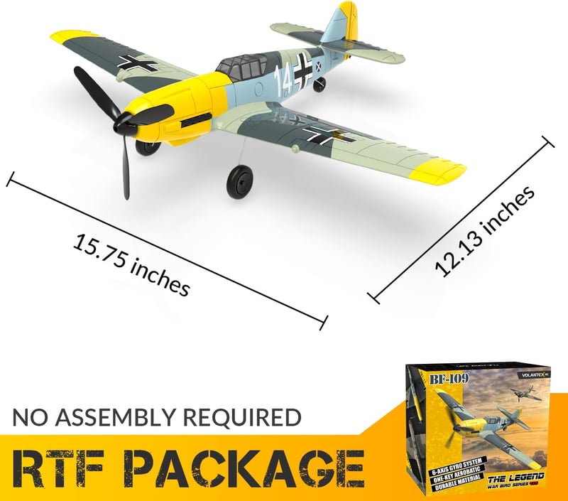 VOLANTEXRC Messerschmitt BF-109 V2 4 csatornás távirányítós repülőgép kezdőknek, giroszkóppal