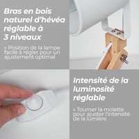 Feelsolar Asztali Lámpa - Japandi Stílusú LED Éjjeli Lámpa USB Porttal, 3 Fokozatú Fényerőszabályzás, Állítható Kar, E27 LED Izzóval, +95% C 7