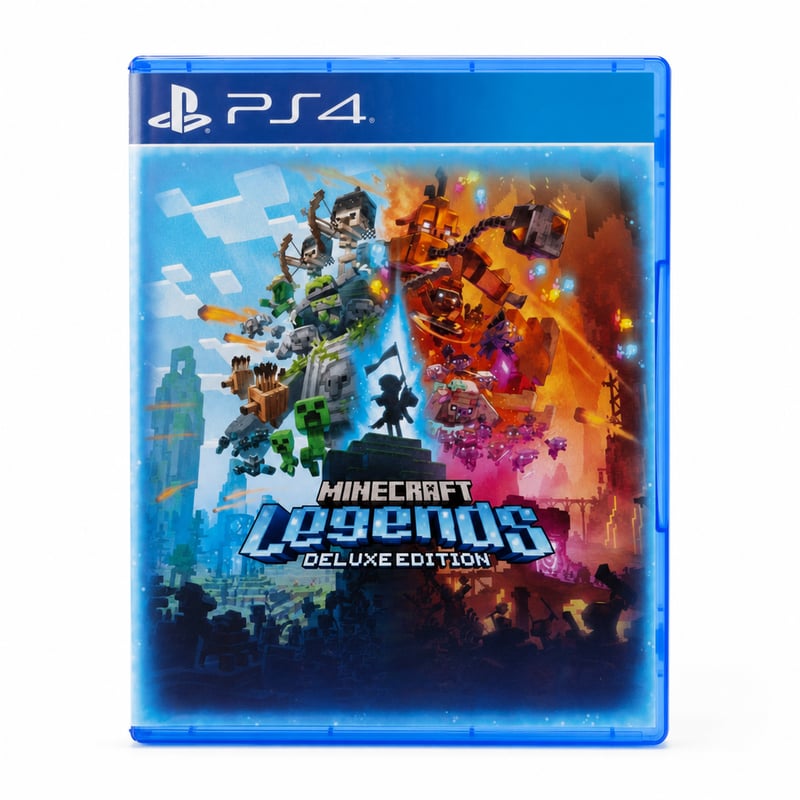 Igra Mojang Minecraft Legends Deluxe Edition za PS4, otvoreni outlet primjerak, dostupna nadogradnja za PS5, akcijsko-strateška videoigra