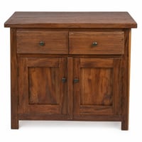 vidaXL tömör mahagóni komód 75x30x65 cm, 2 ajtóval és 2 fiókkal, rusztikus fa tárolószekrény — tetején karc (bemutató darab) 1