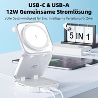 AC ISLAND 5 az 1-ben MagSafe Töltőállomás iPhone és Apple Watch Készülékekhez - Összecsukható Vezeték Nélküli Utazó Töltő USB-C/USB-A Portok 3